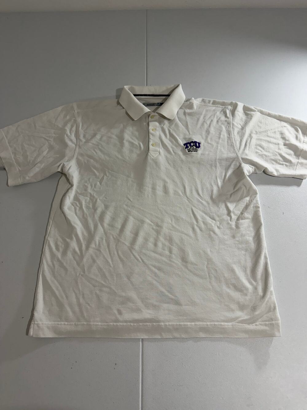 Cutter & Buck TCU Horned Frogs Polo Shirt Mens XL White DryTec